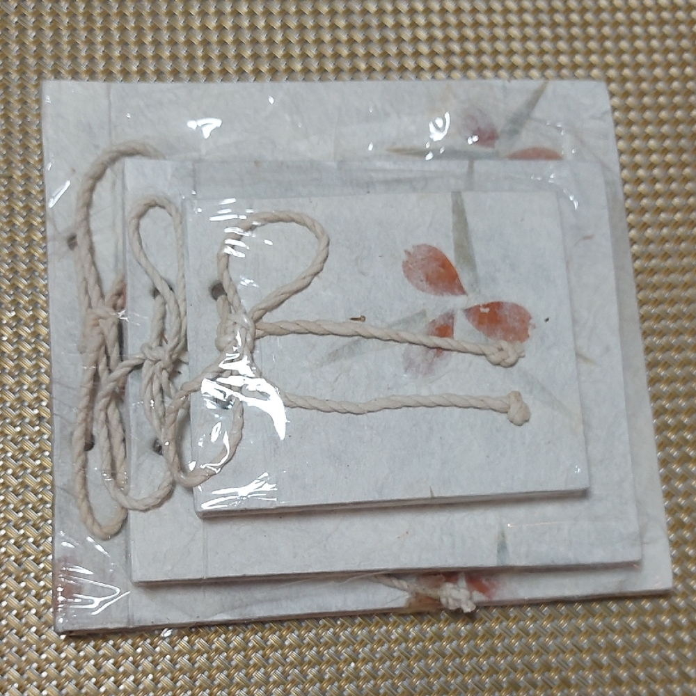 Handmade Floral Notepad Set - White and Orange